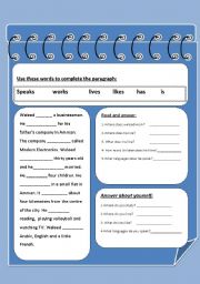 English worksheet: vocabulary