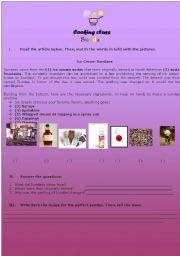 English worksheet: Lets make a Sundae!