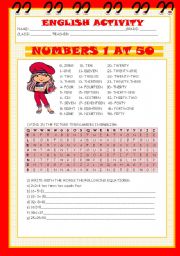 English Worksheet: NUMBERS