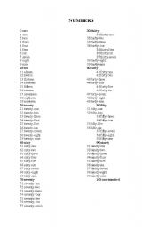 English worksheet: Numbers