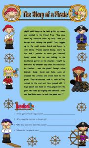 English Worksheet: Comprehension - The Story of a Pirate (Includes a word search) 2 pages