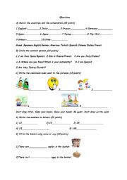 English Worksheet: 5th grade quiz paper
