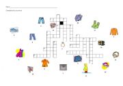 English Worksheet: clothes crossword