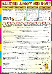 English Worksheet: PAST TENSES (PAST SIMPLE-PAST CONTINUOUS-PAST PERFECT-PAST PERFECT CONTINUOUS) -KEY INCLUDED