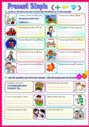 English Worksheet: PRESENT SIMPLE  (+ , -- , ?)