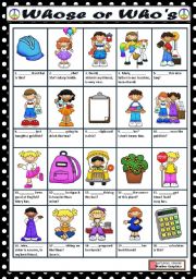 English Worksheet: WHOSE OR WHO�S?