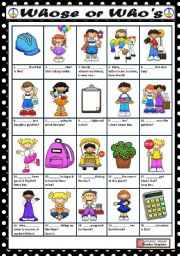 English Worksheet: WHOSE OR WHOS?