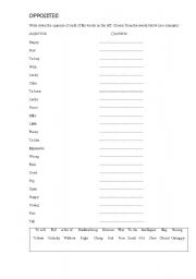 English worksheet: opposites