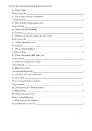 English Worksheet: indirect questions