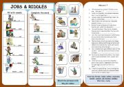 English Worksheet: JOBS & RIDDLES