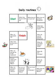 English Worksheet: Board game - Daily Routines / Days and times