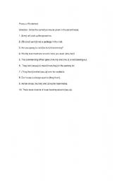 English worksheet: Pronouns worksheet
