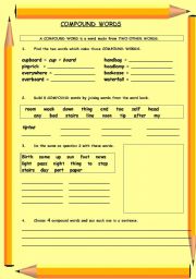 English Worksheet: COMPOUND WORDS