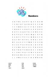 English worksheet: Numbers wordsearch