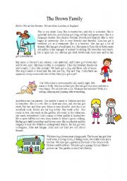 English Worksheet: The Brown Family - describing people - present simple