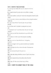 English worksheet: mixed exercises