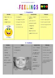 English Worksheet: FEELINGS - Part 1/2