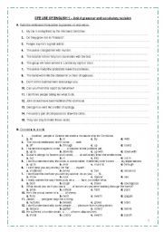 English Worksheet: CPE USE OF ENGLISH 1 - Unit 4 grammar (PASSIVE VOICE)& vocabulary revision (idioms, phrasal verbs, collocations, derivatives, words with multiple meanings, similes, words often confused)+ TEACHERS KEY * FULLY EDITABLE*