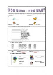 English Worksheet: HOW MUCH- HOW MANY(much and many)