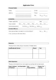 English Worksheet: Mock Application Form