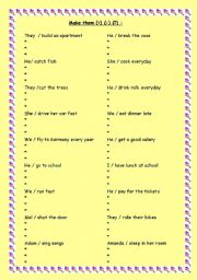 English worksheet: make sentences