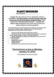 English Worksheet: Planet Brochure