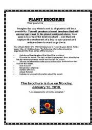 English worksheet: Planet Brochure