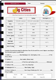 English Worksheet: Comparing Cities