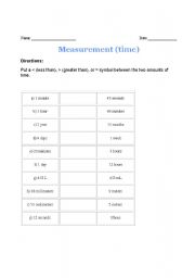 English worksheet: Measurement worksheet