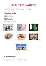 English Worksheet: Healthy Habits