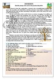 English Worksheet: Deserts