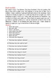 English Worksheet: Reading comprehension