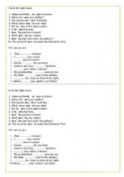 English Worksheet: TO BE