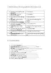 English worksheet: Connectors - easy matching and completing the sentences exercise
