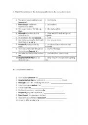 English Worksheet: Connectors - easy matching and completing the sentences exercise