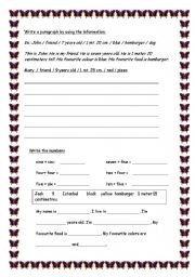 English worksheet: writing worksheet