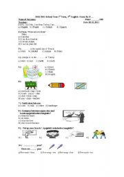 English Worksheet: Exam for 5th grade