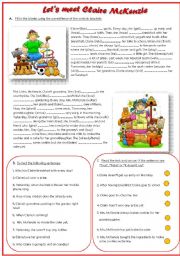 English Worksheet: Lets Meet Claire Mc Kenzie (Mixed Tenses with Key)