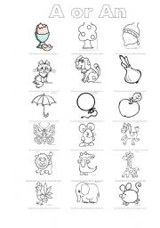 English Worksheet: Articles a/an