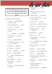 A Or An 36 Sentences Esl Worksheet By Mulle