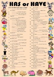 English Worksheet: Exercises on HAS & HAVE (Editable with Answers)