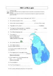 English worksheet: Sri Lanka Quiz