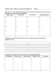 English Worksheet: Character Conflict Tone and Point of View