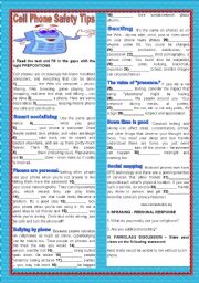 English Worksheet: CELL PHONE SAFETY TIPS
