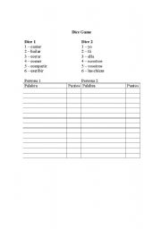 English Worksheet: Dice Game (verb conjugation)