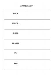 English Worksheet: stationary worksheet