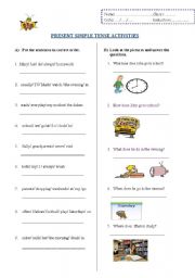English Worksheet: simple present tense worksheet