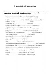 English Worksheet: Present simple vs Present continous