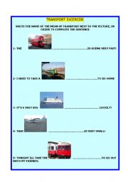 English worksheet: Transport excercise