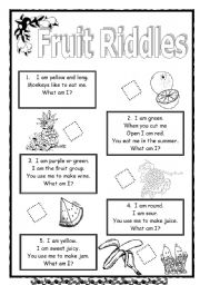 English Worksheet: Fruit Riddles